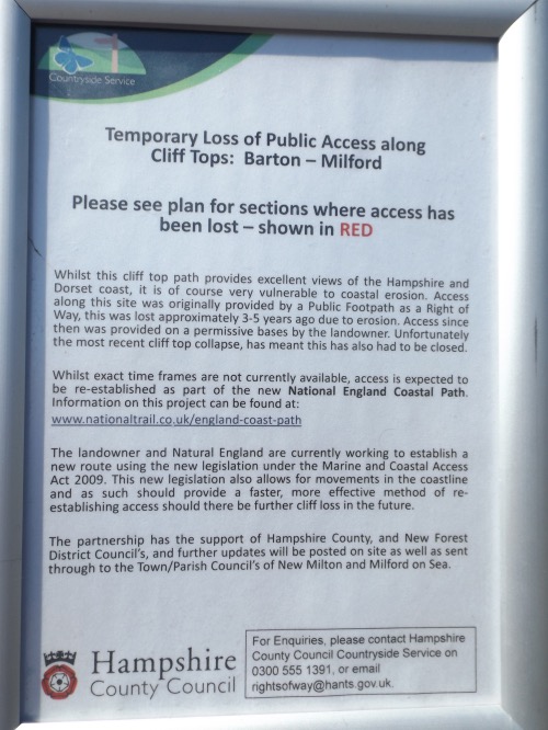 Warning notice on the path